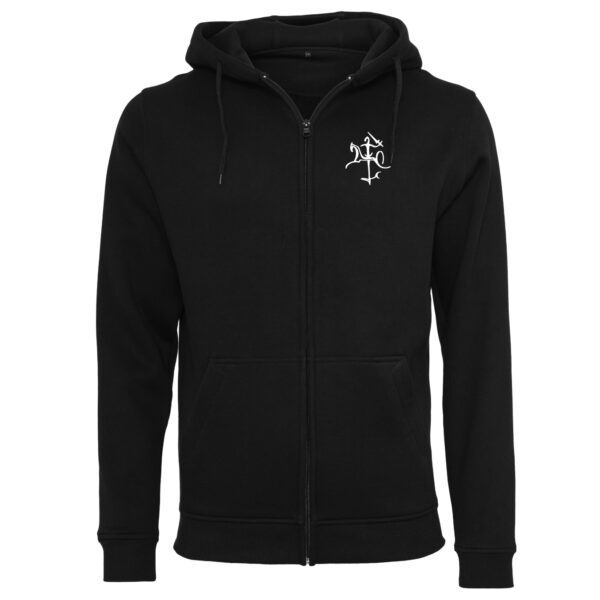 Sportinis kostiumas su užtrauktuku „Senasis Vytis širdyje” (unisex, juodas)