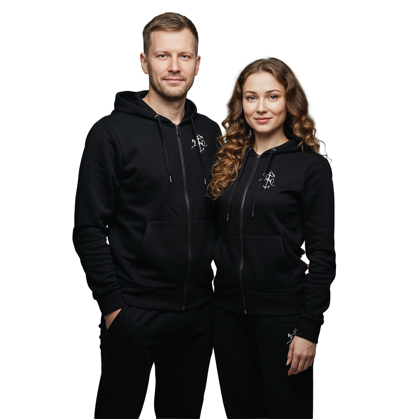 Sportinis kostiumas su užtrauktuku "Senasis Vytis širdyje" (unisex, juodas)