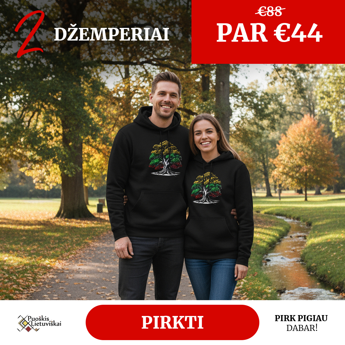 Du džemperiai "Ąžuolas" (juodi, unisex) - Image 2