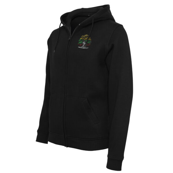 Džemperis su užtrauktuku "Ąžuolas širdyje" (unisex, juodas)