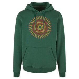 Džemperis su gobtuvu "Raštų Saulė" (Unisex, t. žalias)