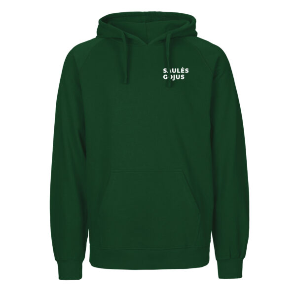 Džemperis su gobtuvu „Saulės gojus”, t. žalias (vaikiški, unisex)