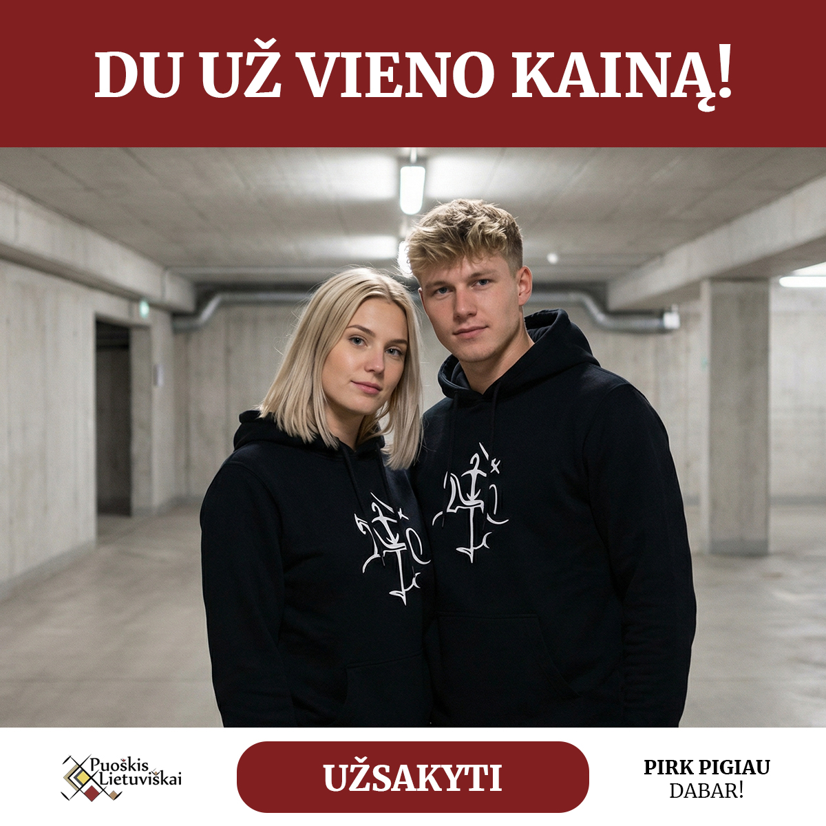 Du džemperiai "Senasis Vytis" (unisex, juodi)